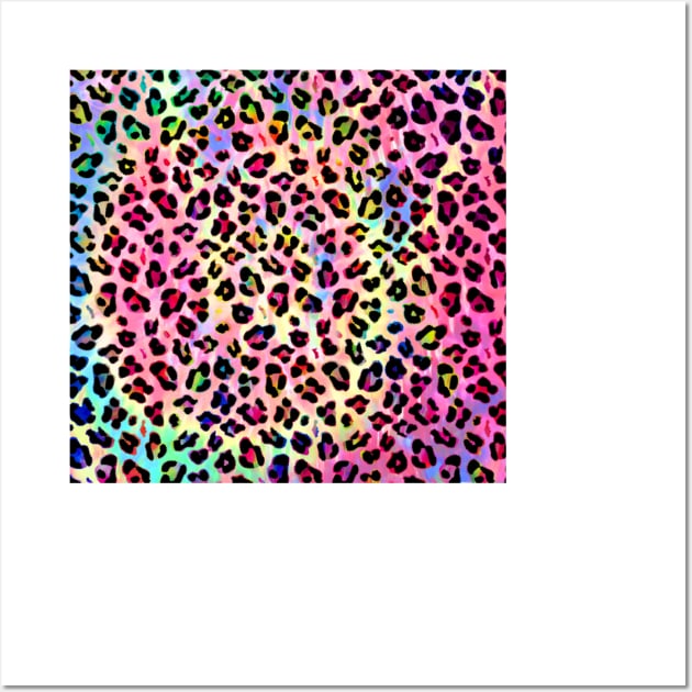 Rainbow Tie Dye Leopard Print Wall Art by saradaboru